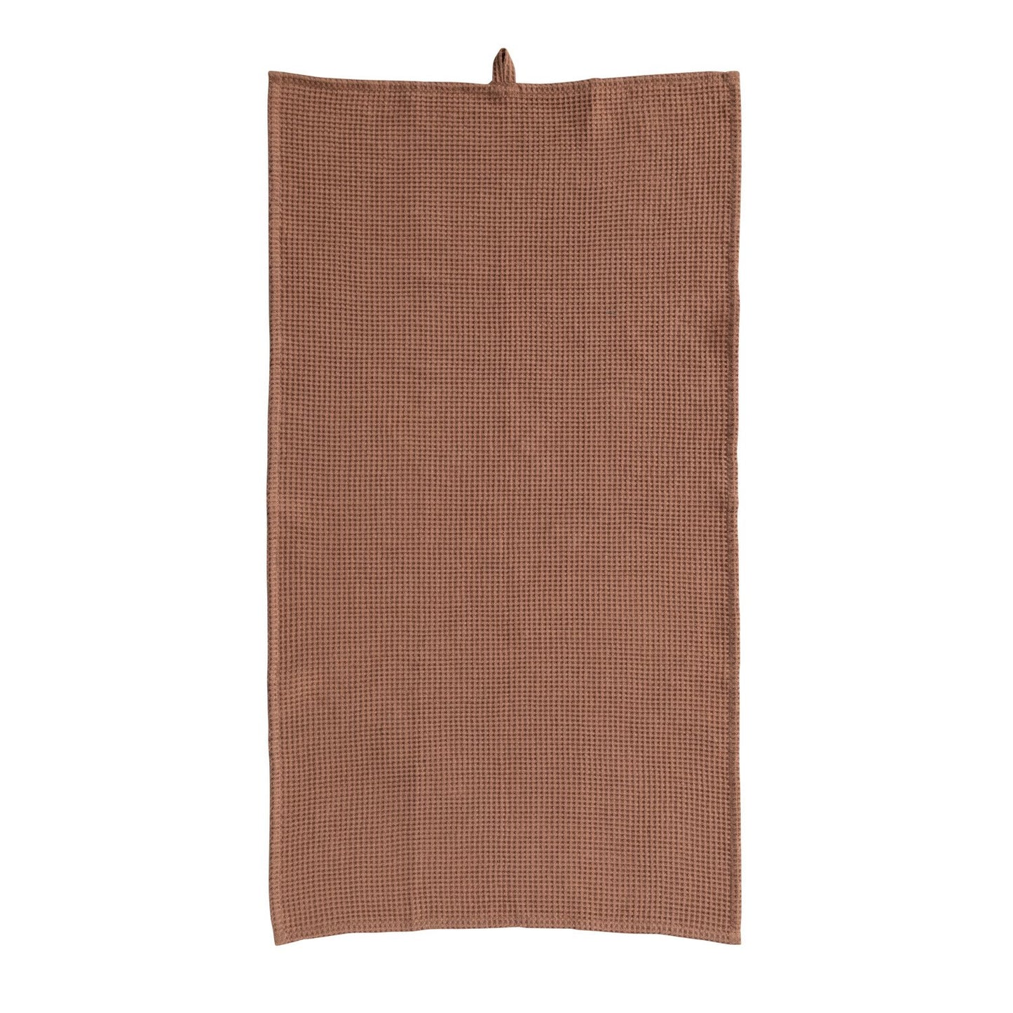 Oversized Woven Linen & Cotton Waffle Tea Towel w/ Loop Terracotta Color