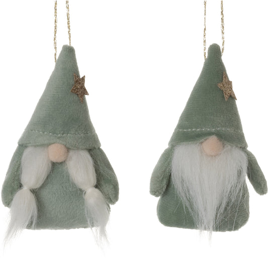 Ornaments - Velour Gnomes in Light Green