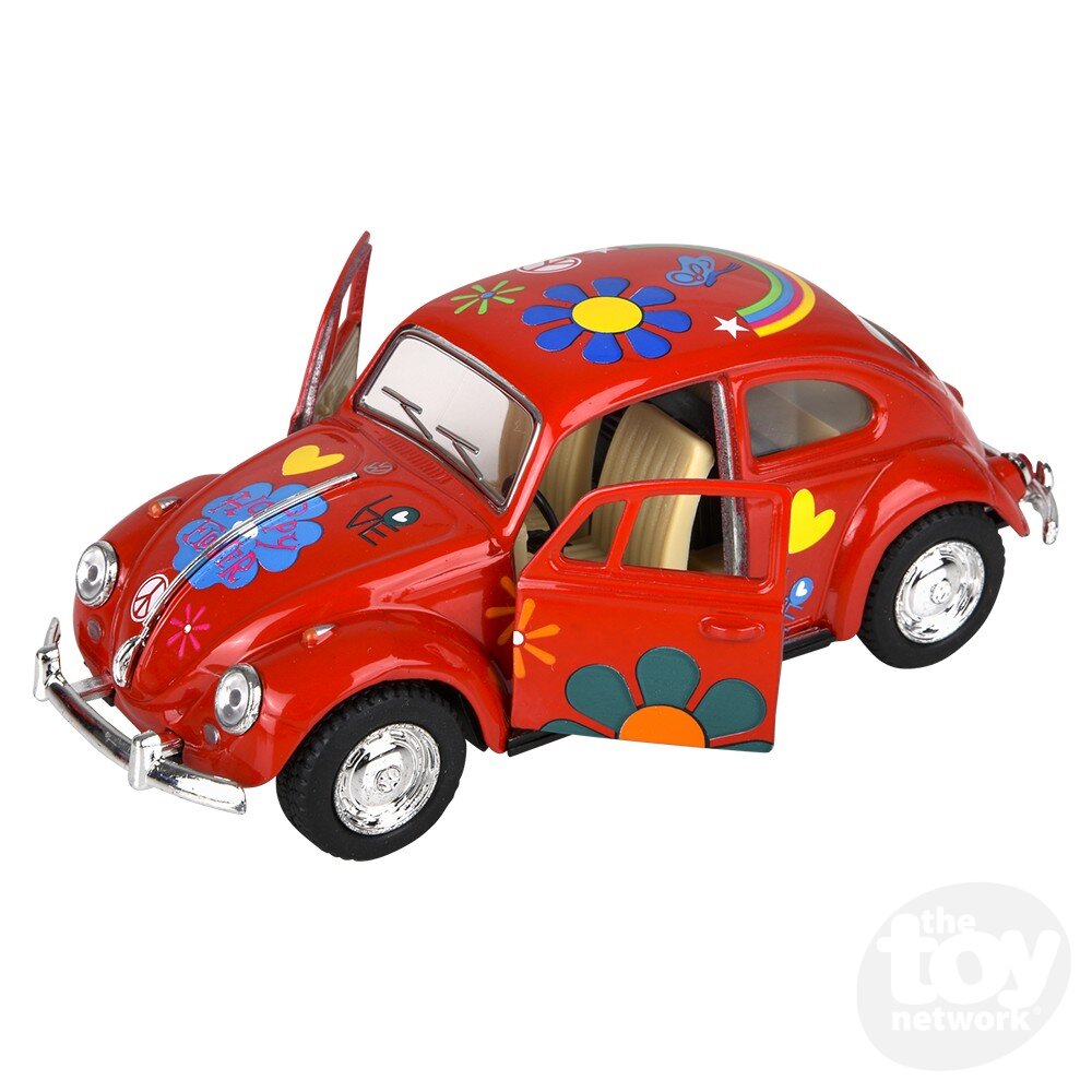 Diecast Pullback - VW Classic Beetle - 1967 - Flower Power - 5" - Sold Individually