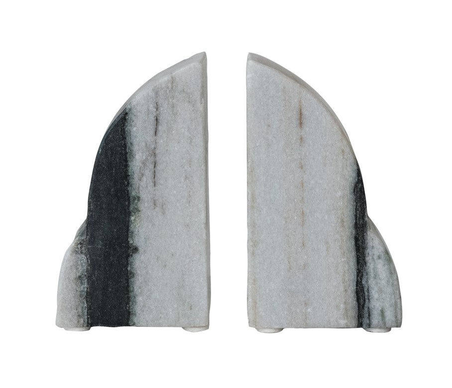 Bookends Marble Carved Black Mélange - Sold as a Set of 2