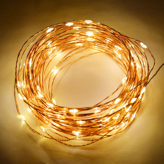 String Light 100 Led Copper Wire Battery Warm White