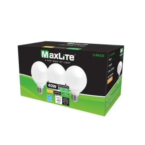 LED Light Bulbs (3 Pack); Warm White; 6W (40W Equivalent); Dimmable; Globe G25; E26 Base; 450 Lumens; 2700K