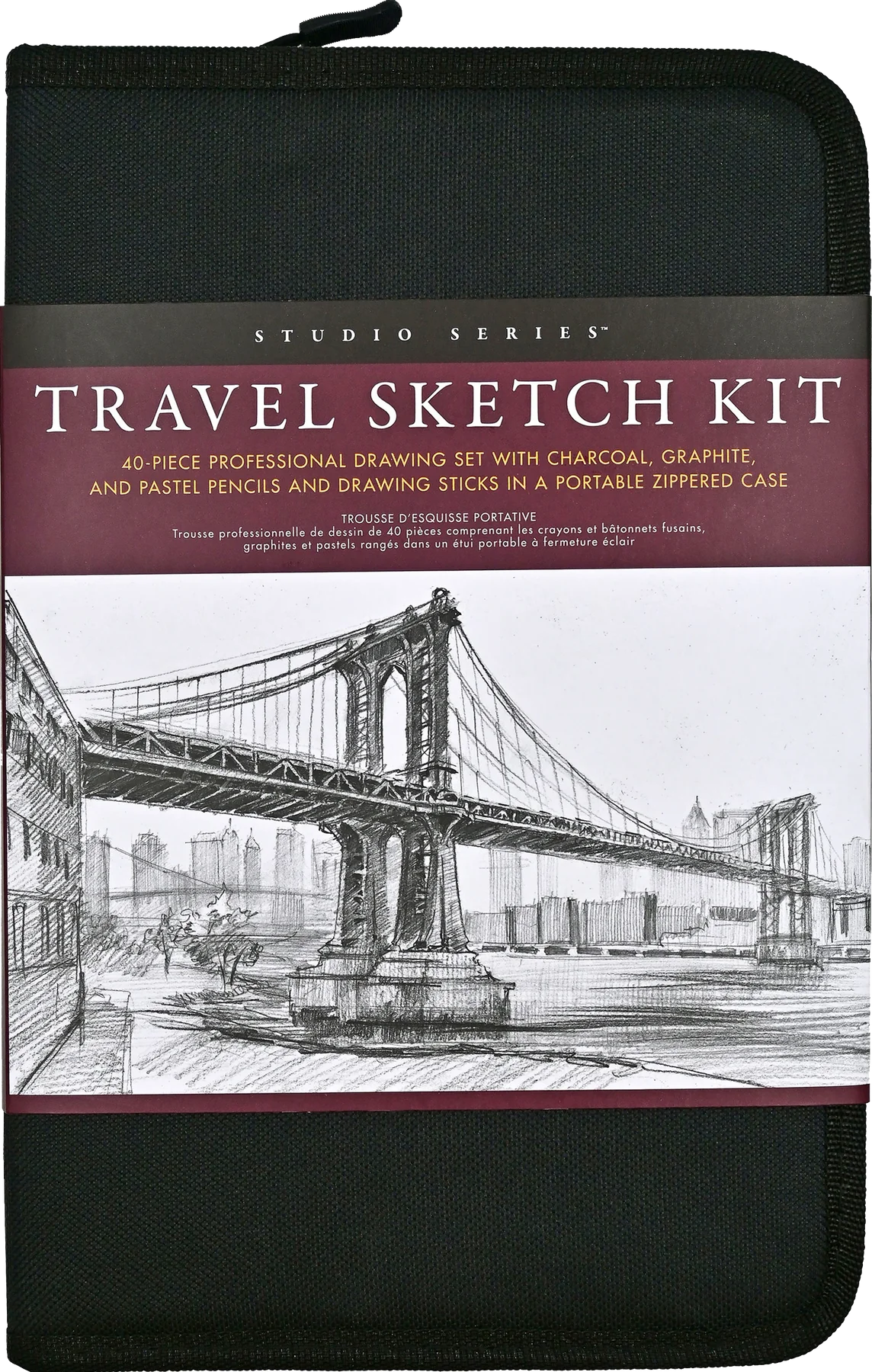 Art Center Travel Sketch Kit 40 Piece Zippered Case