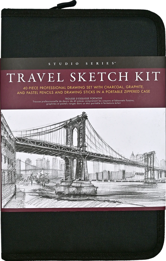 Art Center Travel Sketch Kit 40 Piece Zippered Case