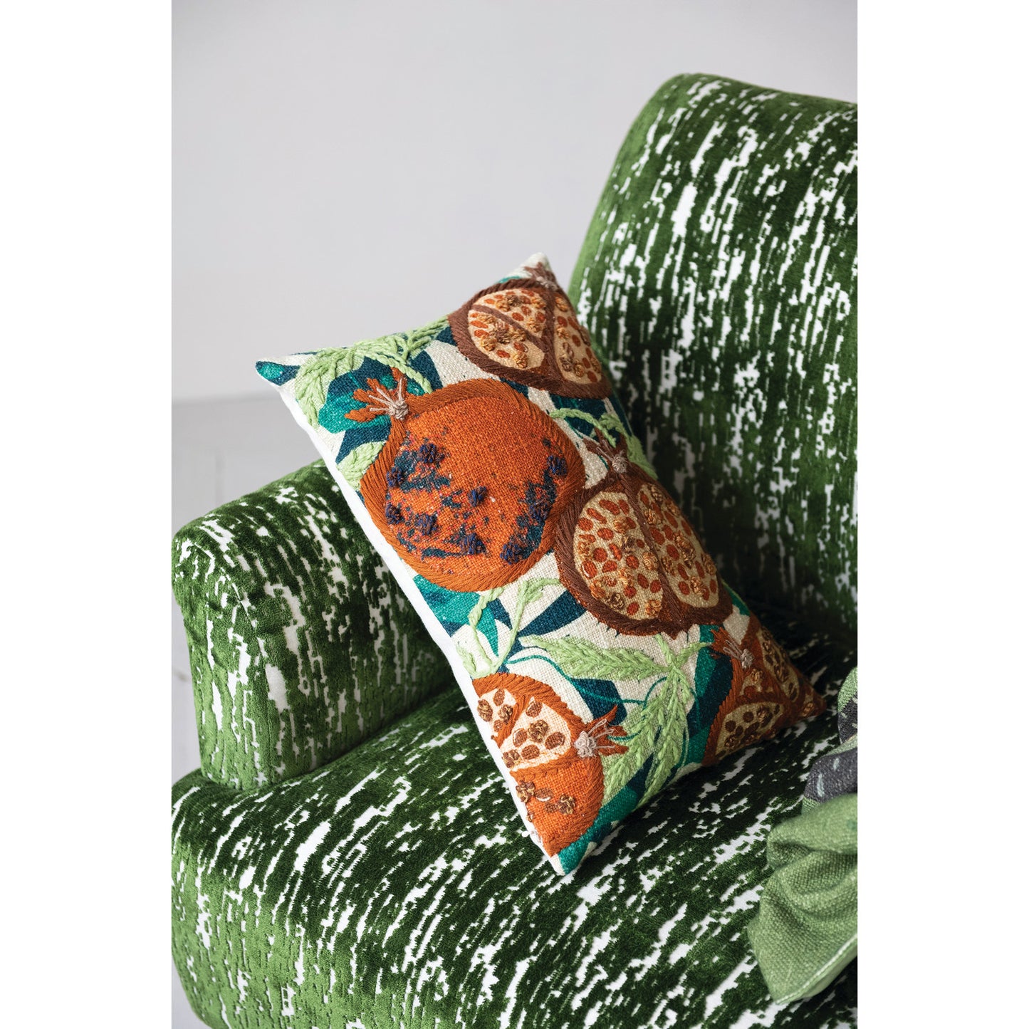 Pillow Lumbar Cotton Slub Printed Pomegranates 18" x 12"