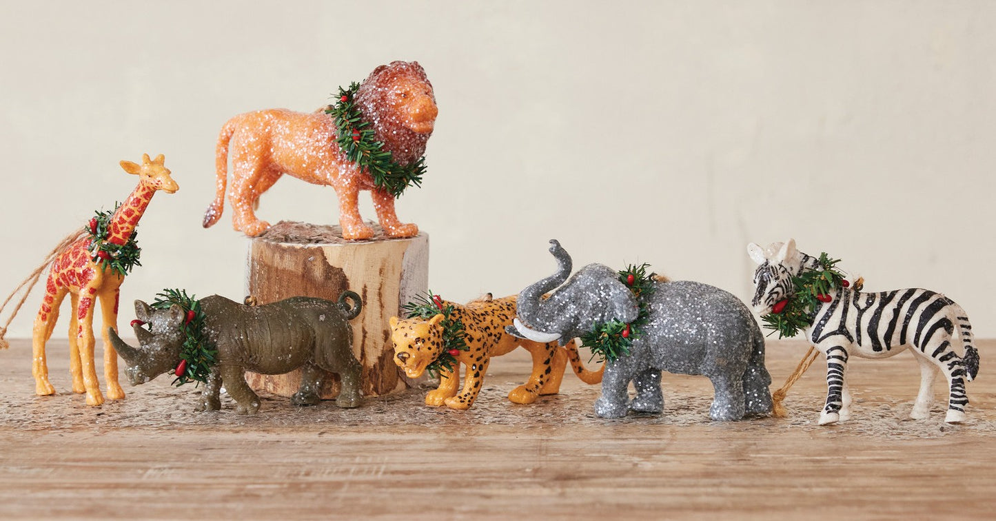 Ornament - Plastic Safari Animal - 2.5" - 5.25"h