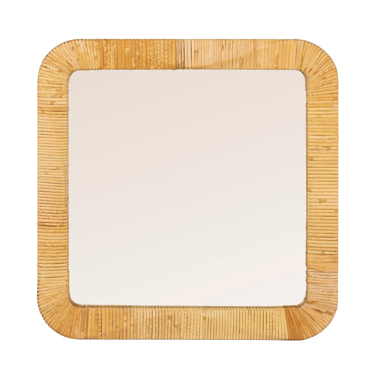Mirror Rattan Wrapped Wall Mount Natural 2.25" Square