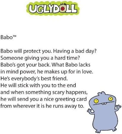 Uglydoll Plush Backpack Clip Babo 4.5"