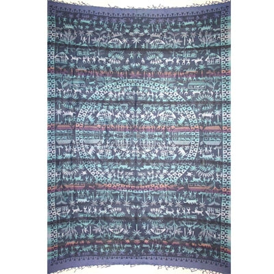 Tapestry Twin Size Overprint Madras Jungle Blue