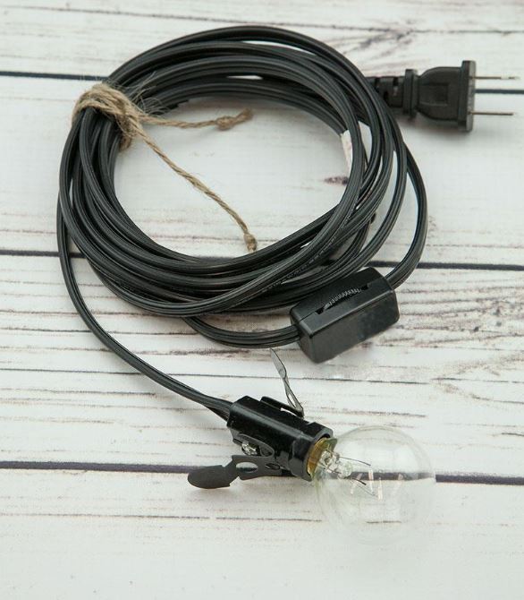 Cord Kit Candelabra Socket With Switch  E12 Base 11ft For Star Lanterns Black Cord