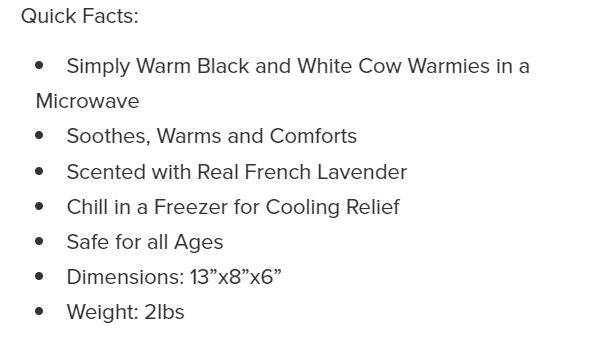 Warmies Cow Sitting Black & White