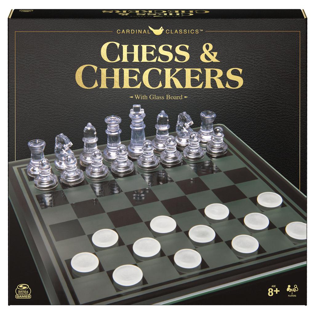 Game Cardinal Classics Chess & Checkers Black & Clear with Glass Board