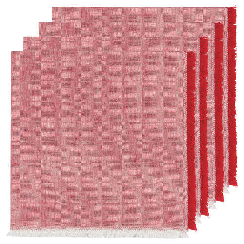 Cloth Napkin - Chili Red Chambray Napkins Set of 4