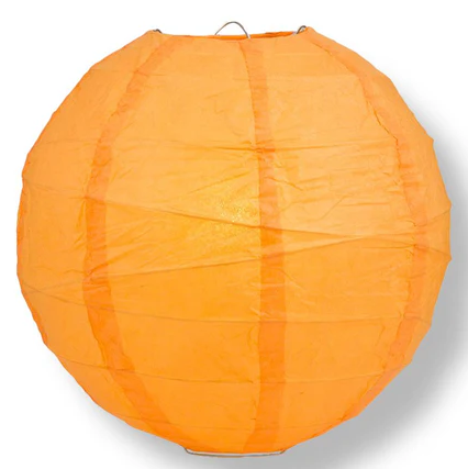 Paper Lantern Irregular Ribbed 16" Color Orange