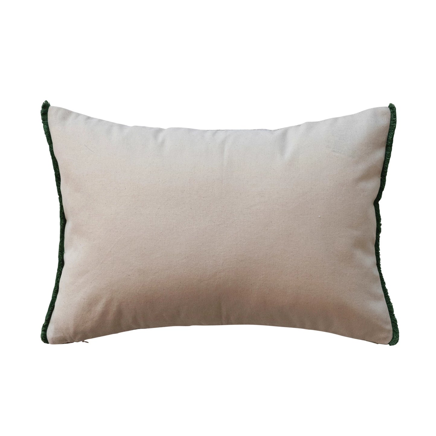 Pillow Lumbar Cotton Printed Trees & Embroidery 20"L x 14"H