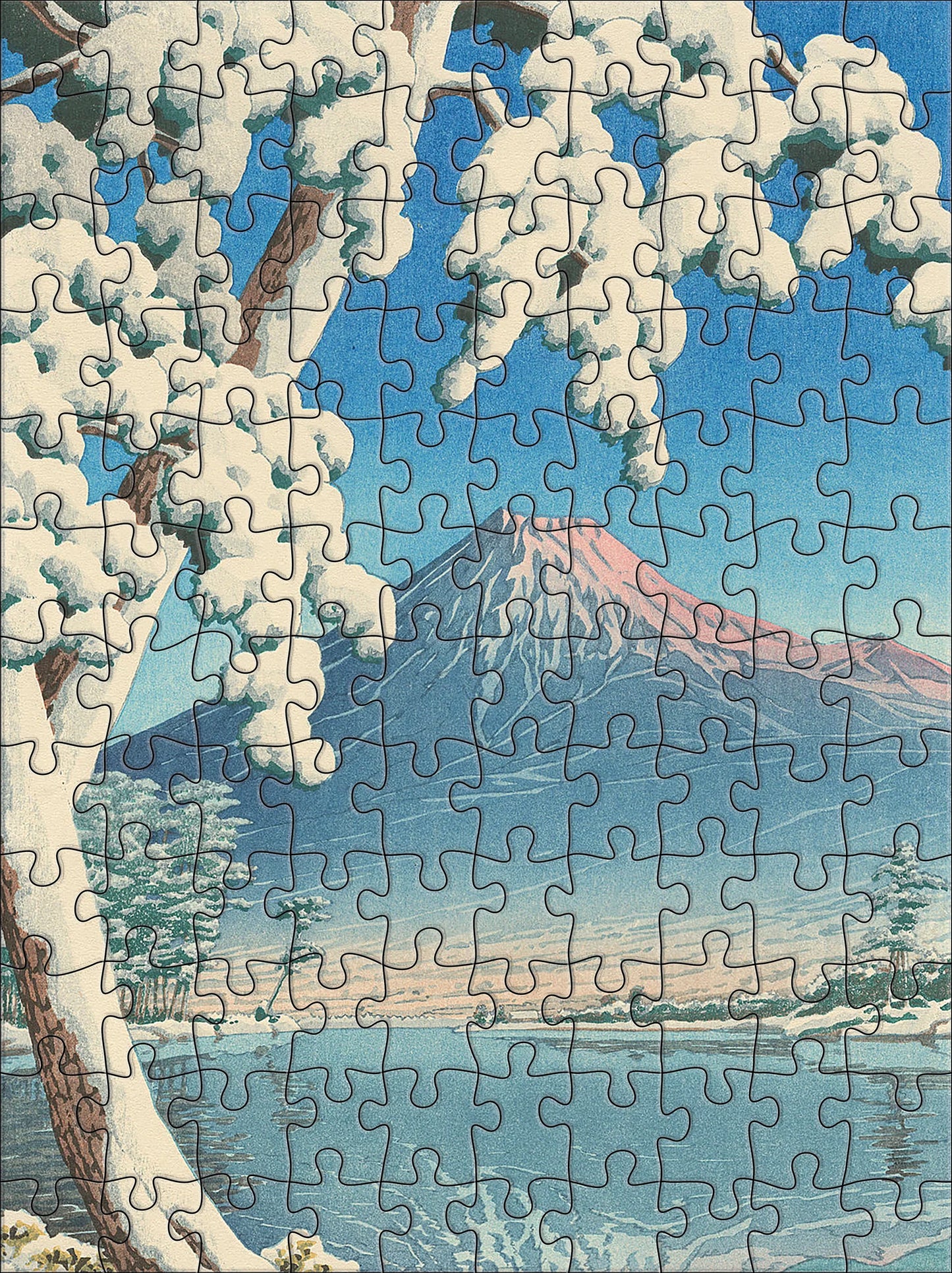 Jigsaw Puzzle Mini - 120 Piece - 4 Image Set - Kawase Hasui - Snowfall