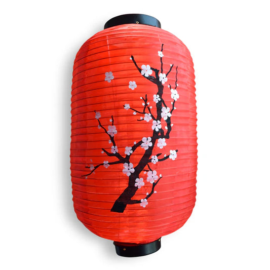 Japanese Oblong Lantern Nylon Plum Tree Red 16.5" Long