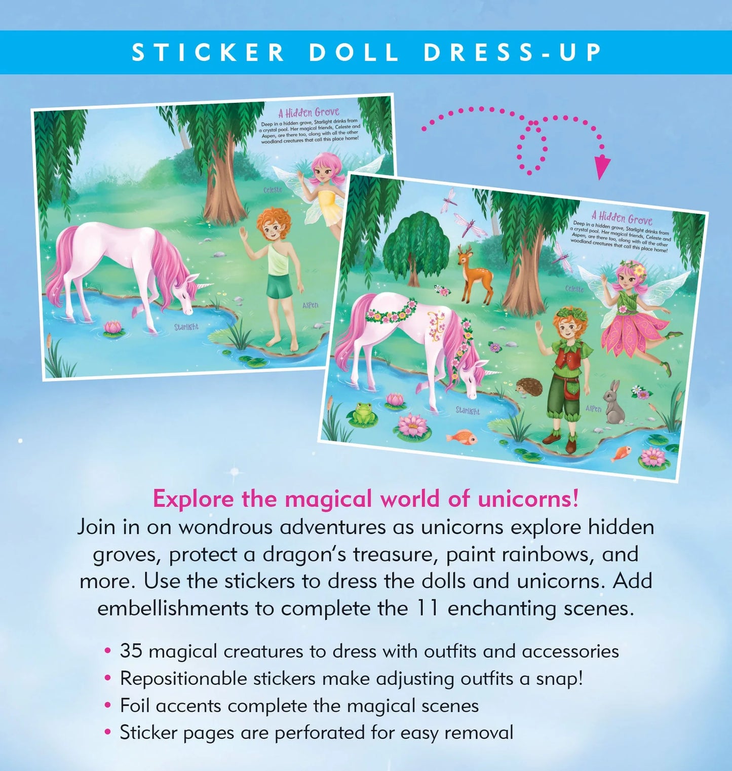 Sticker Doll Dress Up Book Unicorns
