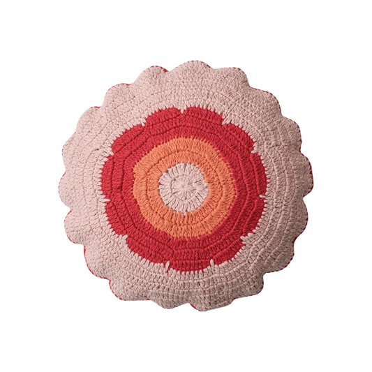 Pillow Crochet w/ Scalloped Edge Pink 18" Round