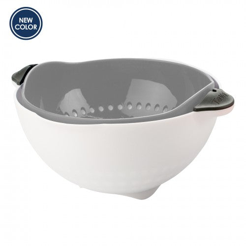 Colander Strainer - Soak N' Strain With Bowl 3qt - Gray