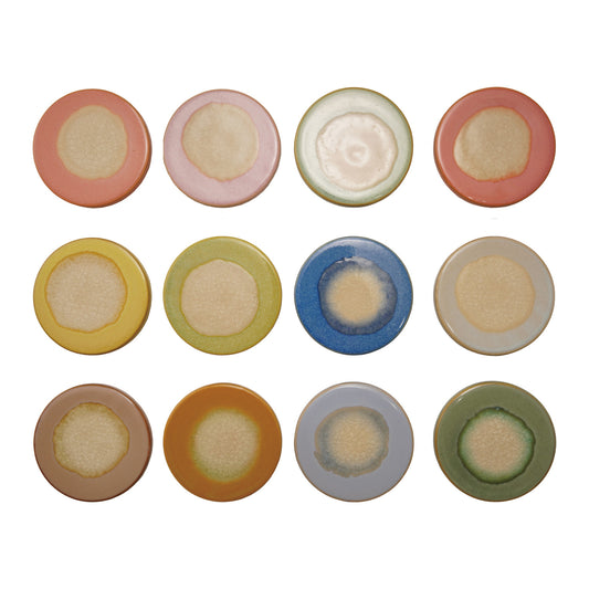 Coaster or Trivet Stoneware Reactive Crackle Glaze 12 Colors 4-1/4" (Sold Individually)