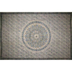 Tapestry Twin Size Veggie Circle Block Blue