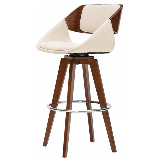 Cyprus KD Fabric Bar Stool Santorini Sand and Walnut