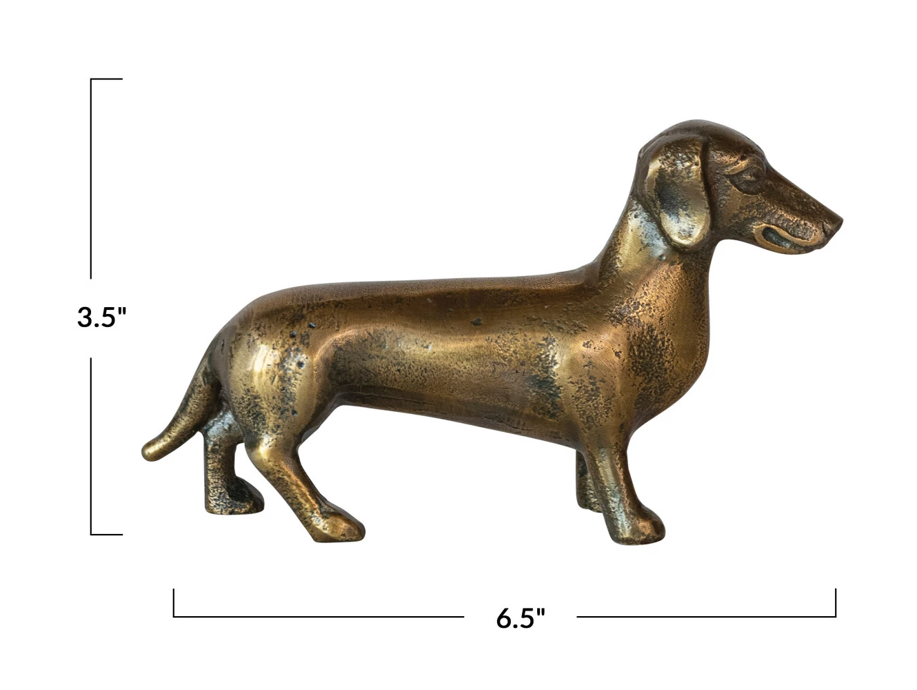 Decor Figurine Cast Aluminum Dachshund Brass Finish