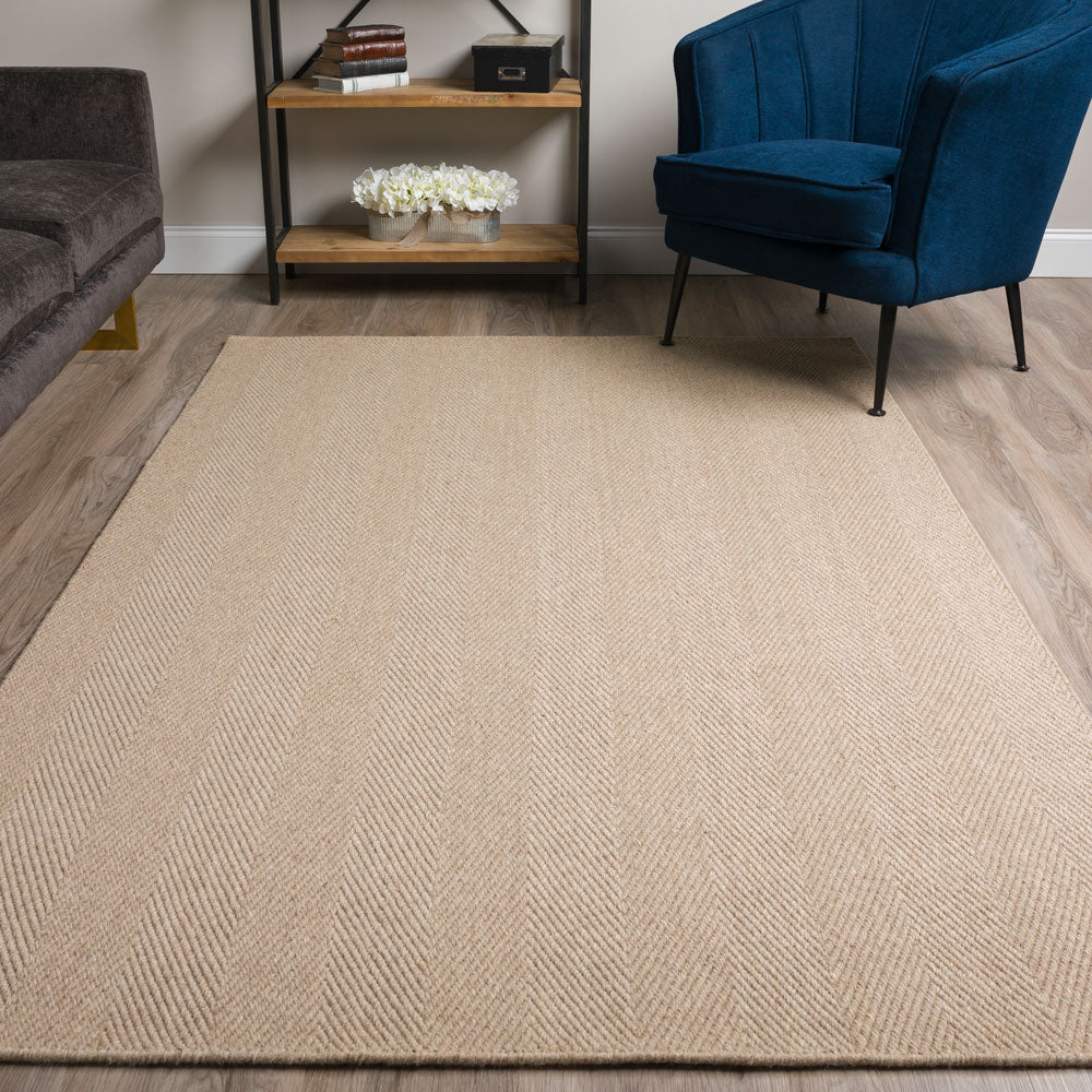 Monaco Herringbone Wool Rug Putty 3'6"X5'6"