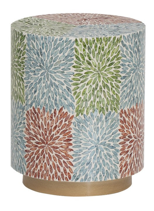 Capiz Drum Shape Accent Table Multi Color