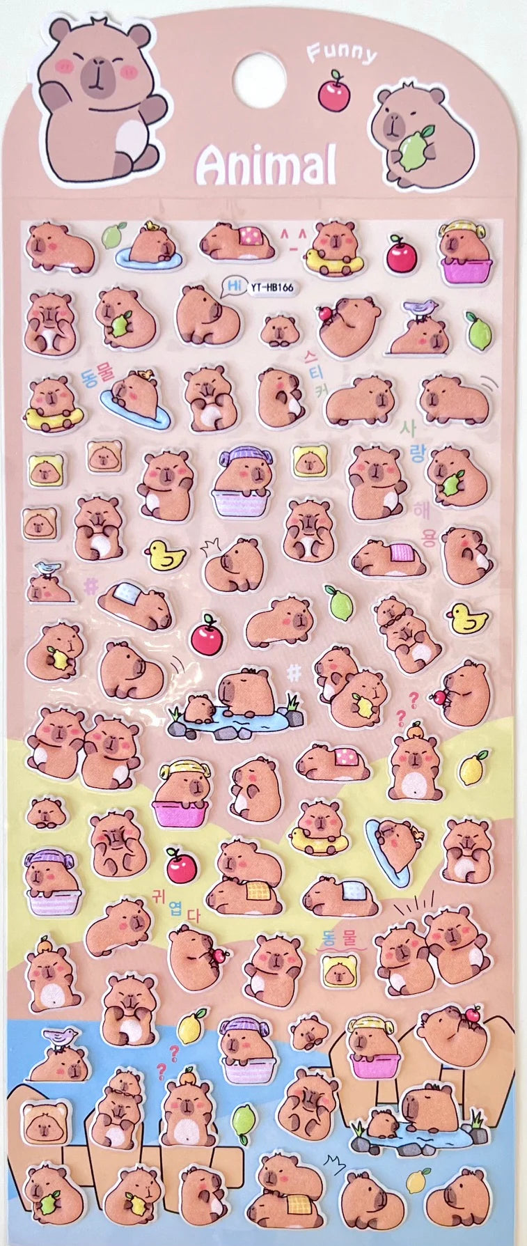 Stickers Puffy Capybara Fruit & Duckies