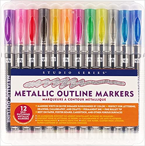 Art Center Markers Metallic Outline 12 Colors