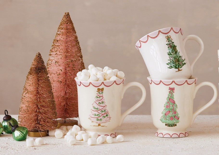 Holiday - Mug - Stoneware - Christmas Tree - 4 Colors - Sold Individually - 12oz