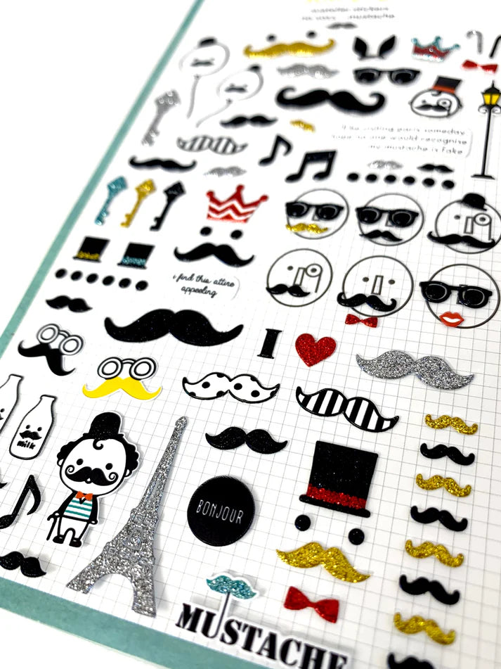 Stickers Mustache Glitter