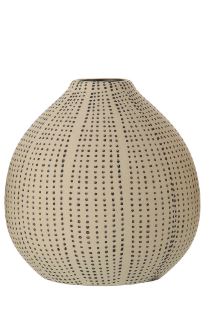 Vase Stoneware Textured White With Black Dots 3.5" High Small