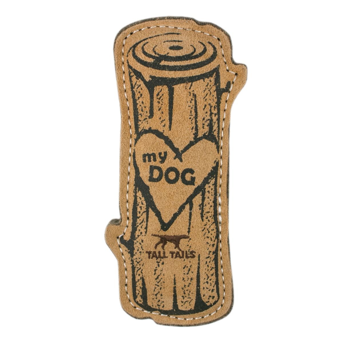 Dog Toy - Natural Leather & Wool Love My Dog Log 9"