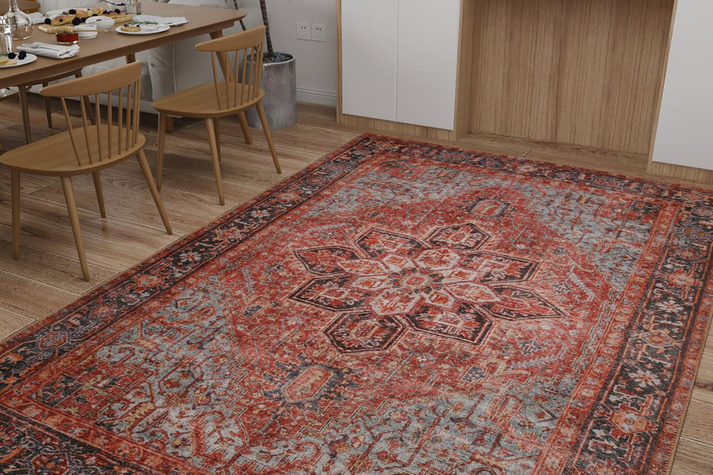 London Anna Red Washable Rug Runner 2'6" x 7'6"