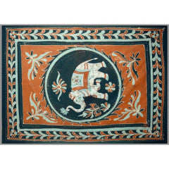 Tapestry Full Size White Elephant Batik Orange/green