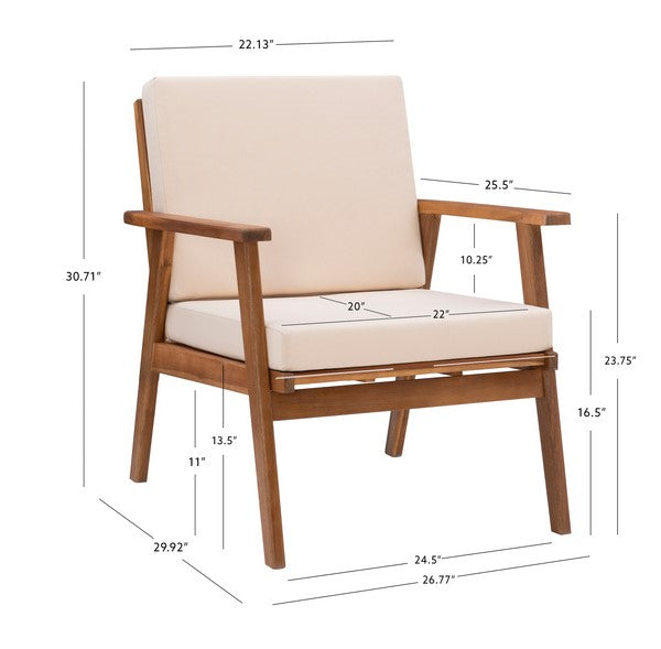 Cosgrove Acacia Wood Outdoor Chair with Natural Cushion