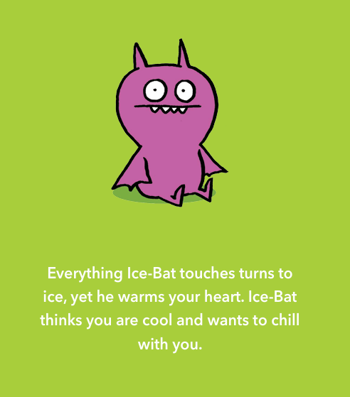 Uglydoll Plush Backpack Clip Ice Bat Purple 4.5"