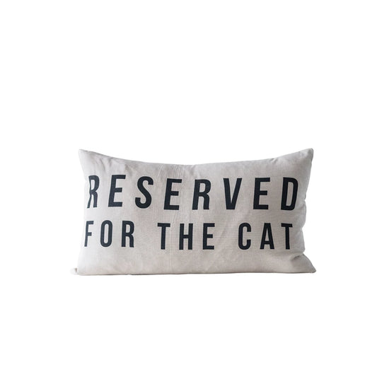 Throw Pillow Lumbar Reserved for the Cat Cotton Natural
