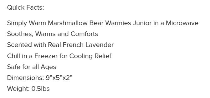 Warmies Junior Bear Marshmallow Brown 9"