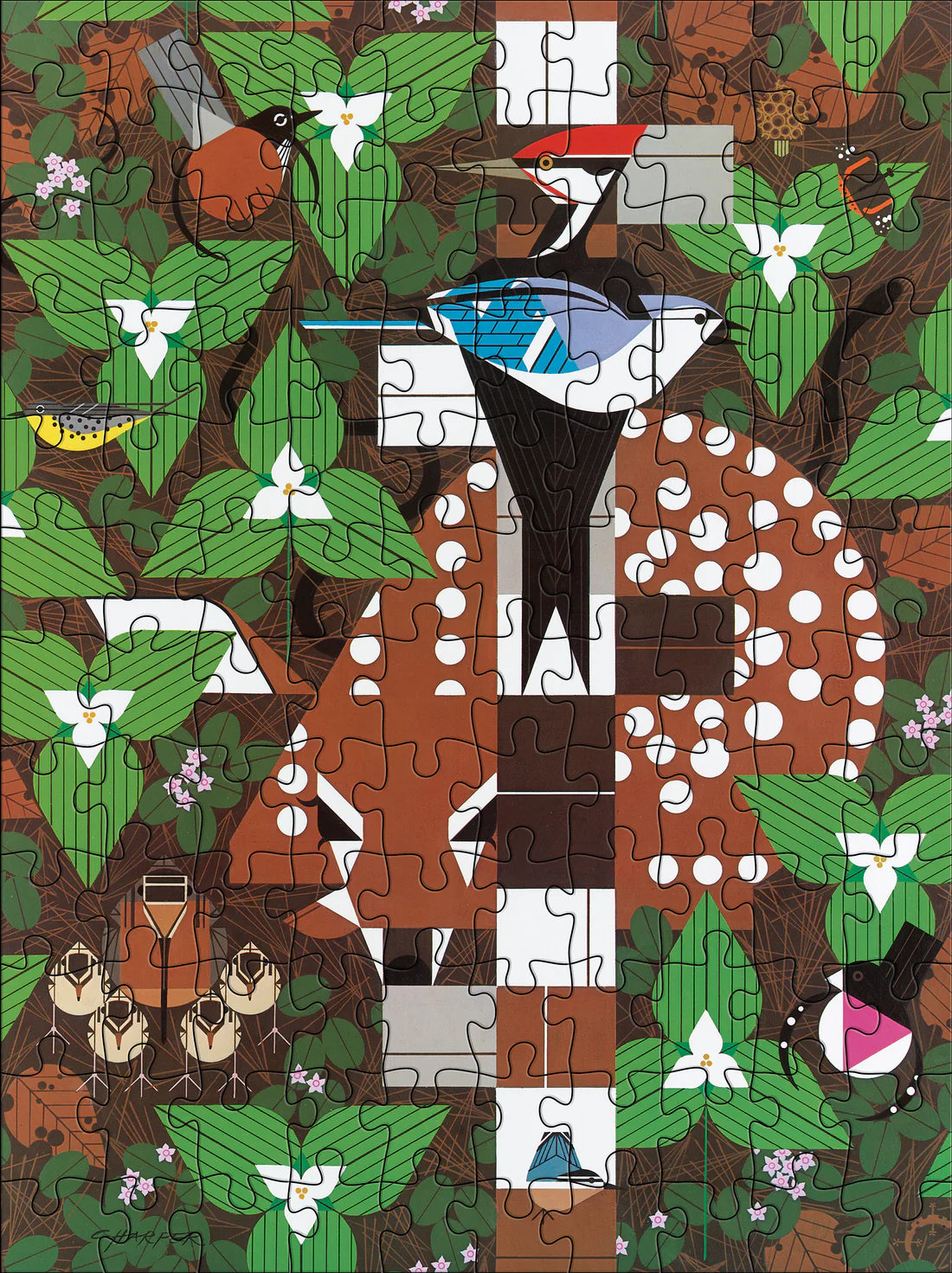 Jigsaw Puzzle Mini - 120 Piece - 4 Image Set - Charley Harper