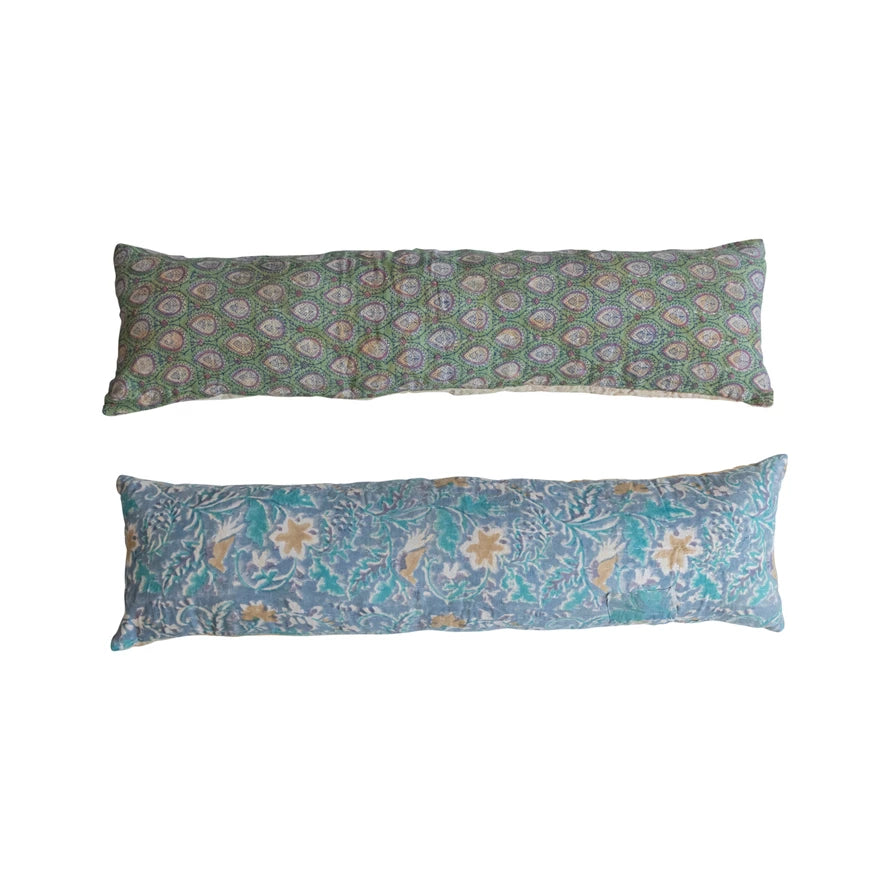 Throw Pillow Lumbar Vintage Cotton Kantha Reversible 2 Styles Varied (Sold Individually)