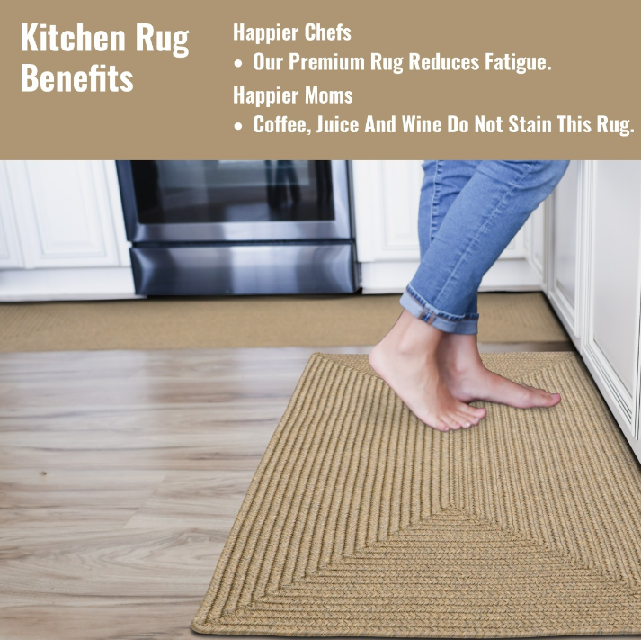 Ultra Durable Braided Rectangular Rug Biscuit 27" x 45"