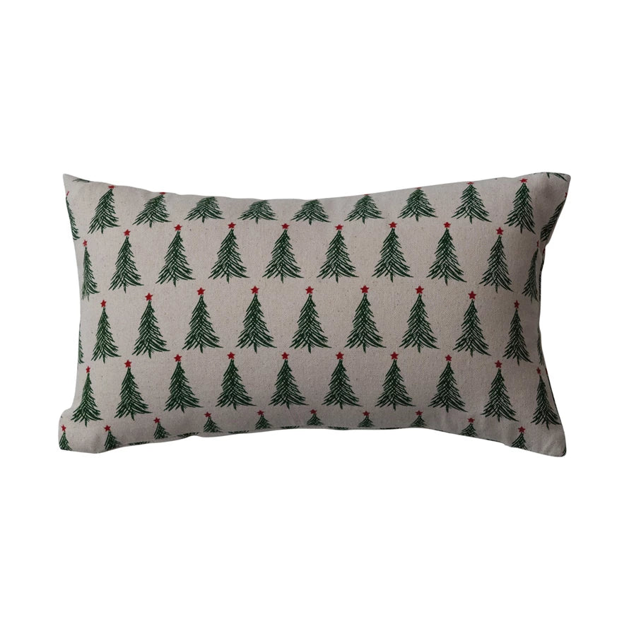 Pillow Lumbar Holiday Cotton Printed  Stonewashed 16"L x 9"H