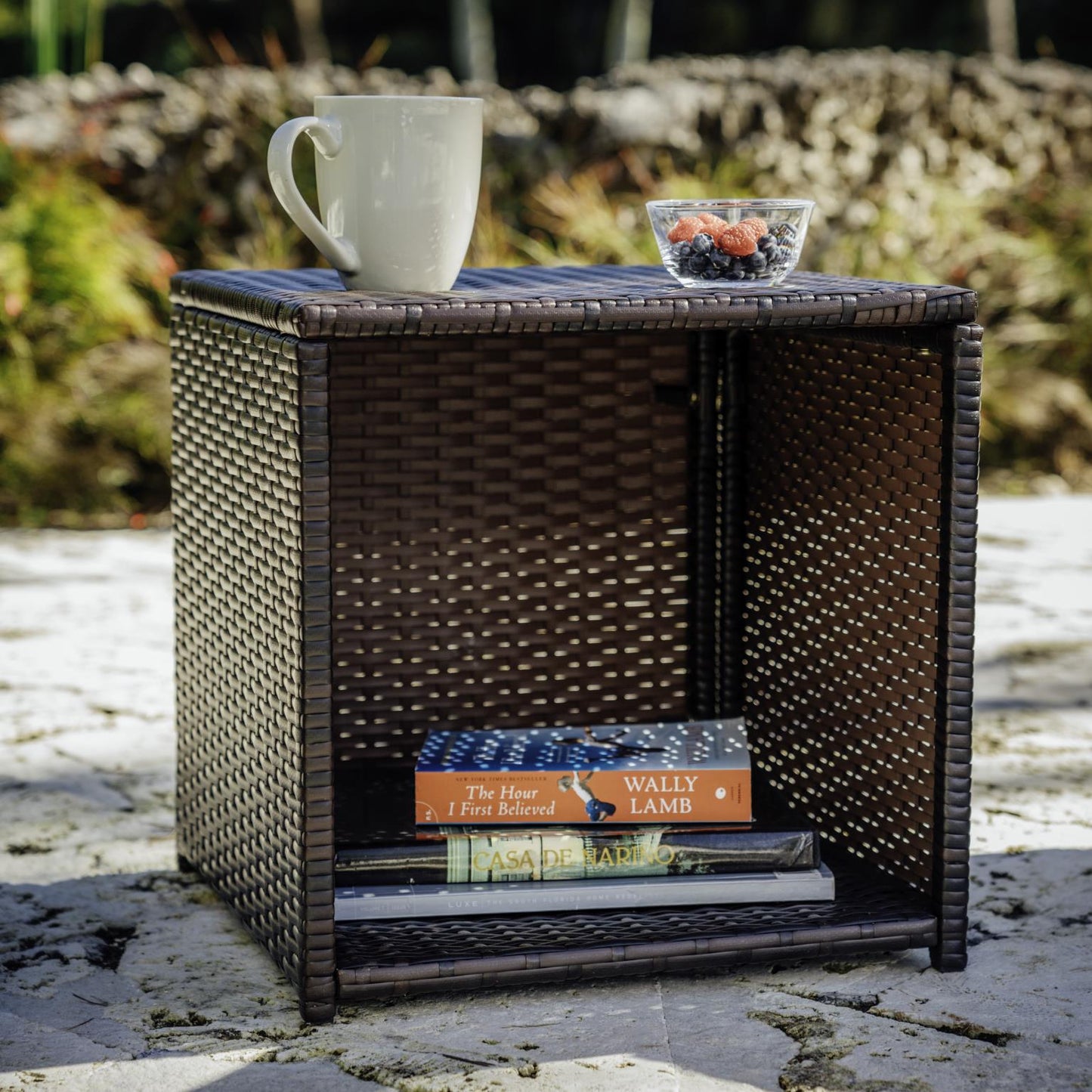 Patio Table Wicker Brown