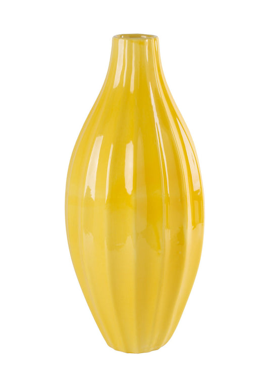 Vase - 16"H Yellow Linear Vase