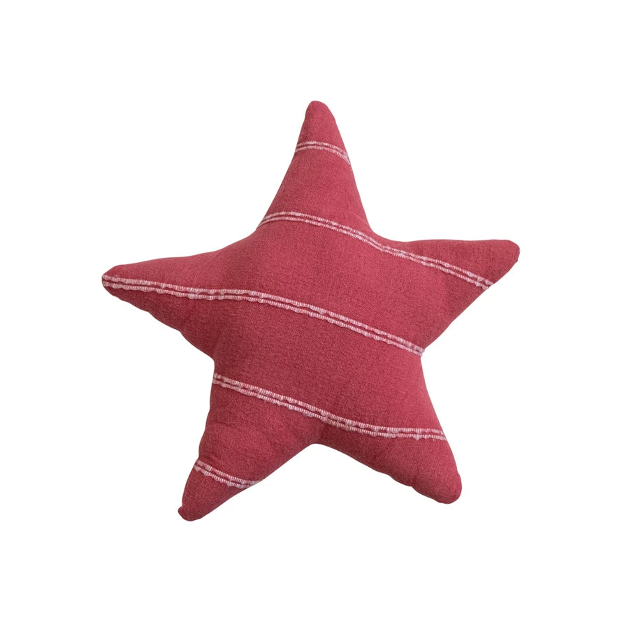 Pillow Holiday Star Shaped Hot Pink & White Stripes 16"L x 16"H
