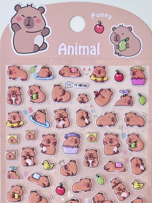 Stickers Puffy Capybara Fruit & Duckies